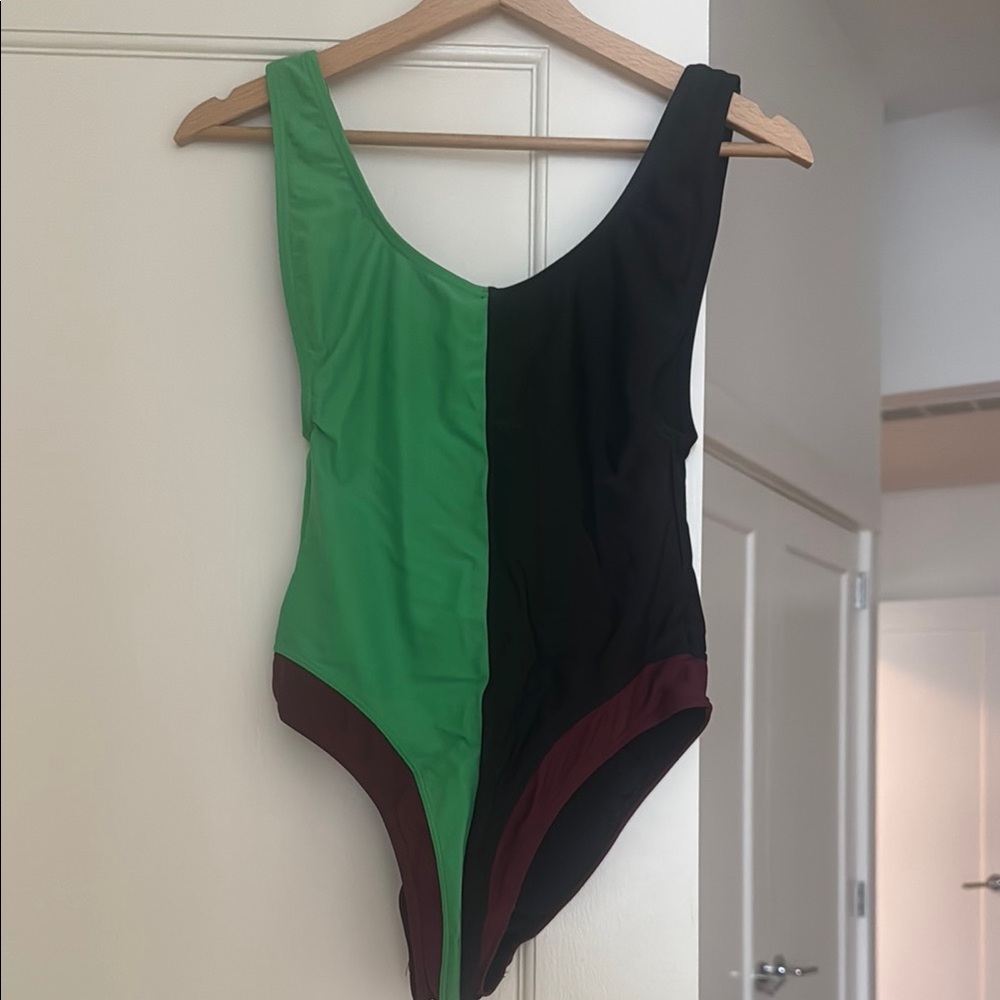 Cynthia Rowley Green and Black One Piece Swimsuit